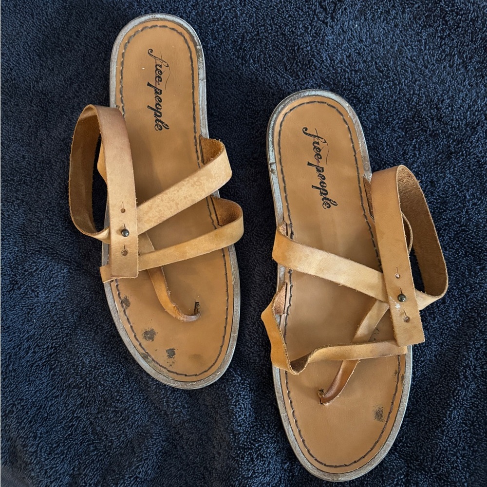 Free People Tan Leather Sandals